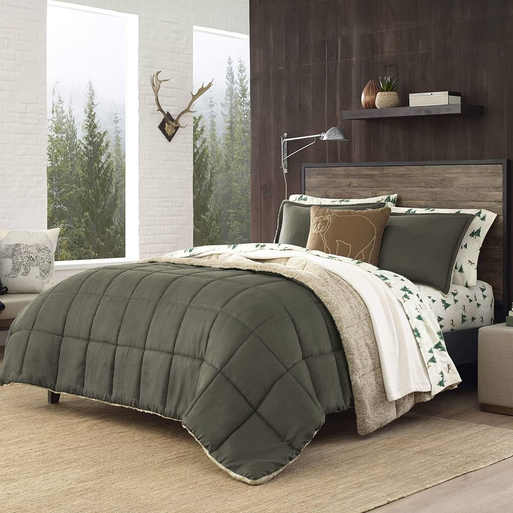 Eddie Bauer - Twin Comforter Set, Reversible Sherpa Bedding with Matching Shams, Cozy & Warm Home... | Amazon (US)
