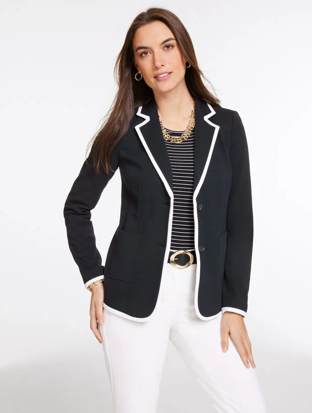 Piqué Knit Blazer - Piped | Talbots