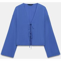 Zara - Flowing Shirt With Ties - Cobalt - L - Woman | Zara UK