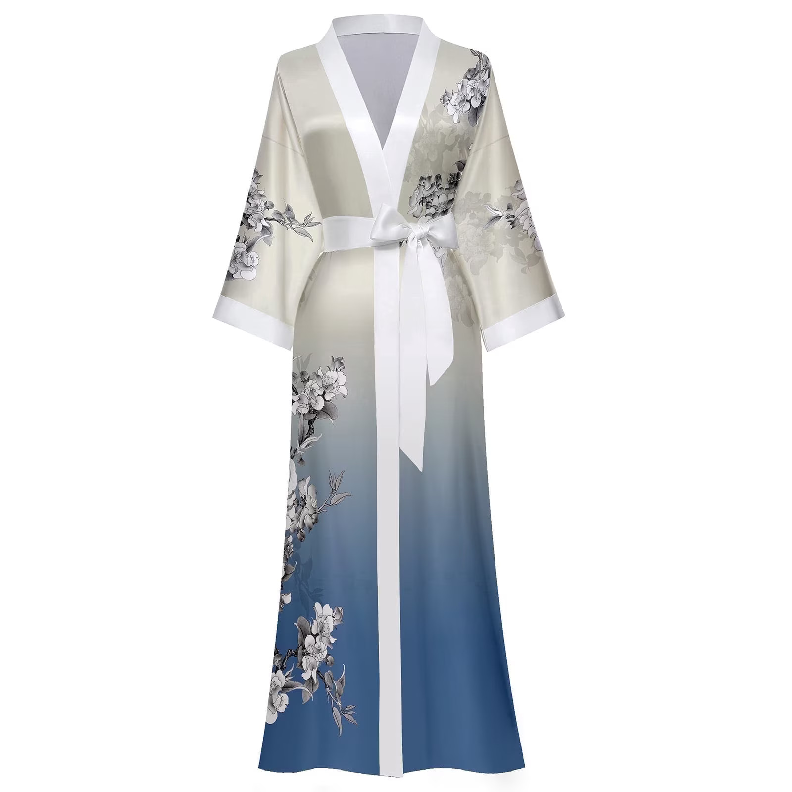 AMITOFO Long Silky Kimono Robes for Women Lightweight Silky Satin Floral Bathrobe Soft Cozy Ladies Housecoat Loungewear - Walmart.com | Walmart (US)
