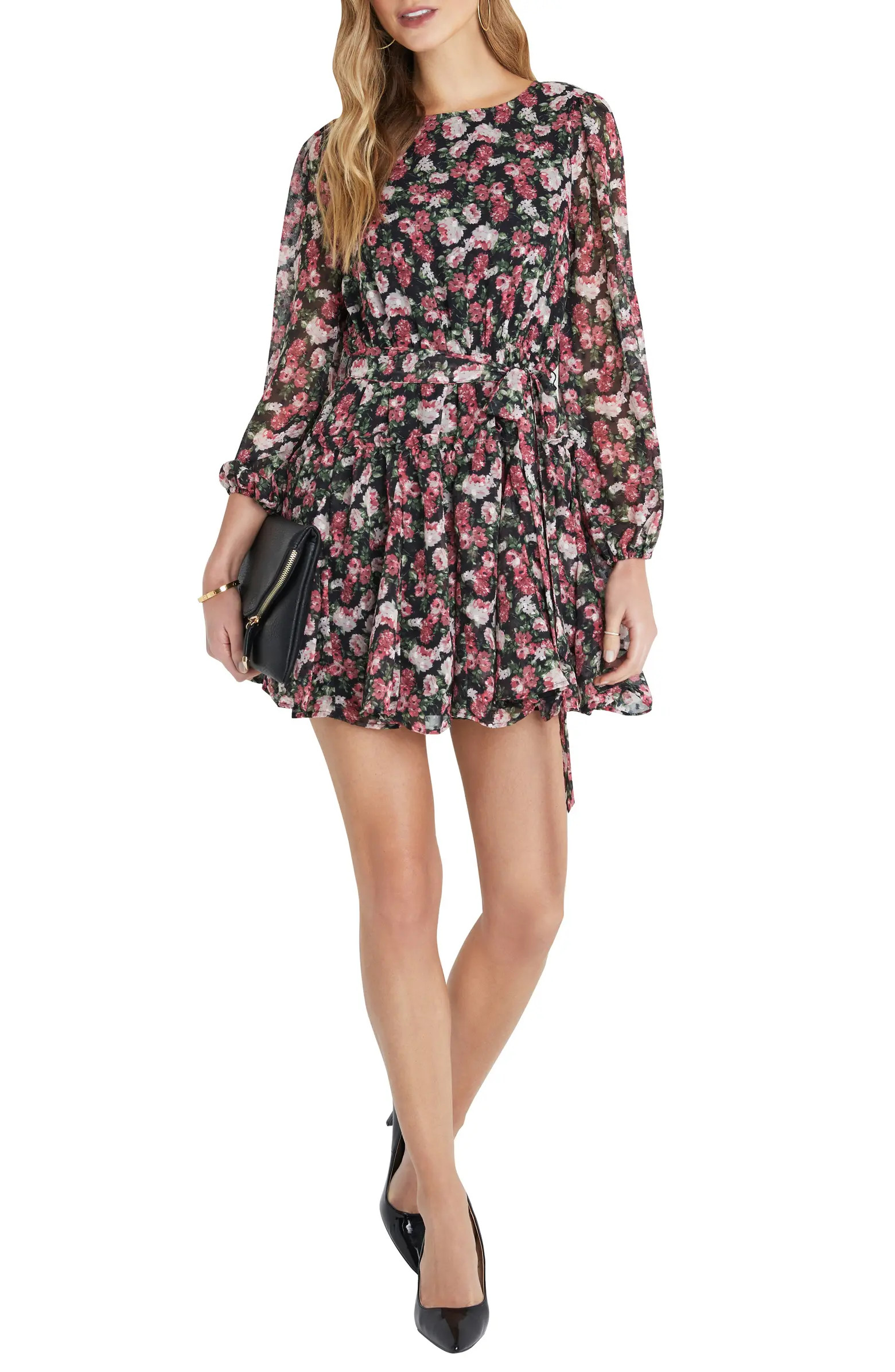 VICI Collection Print Balloon Sleeve Tie Waist Dress | Nordstrom | Nordstrom