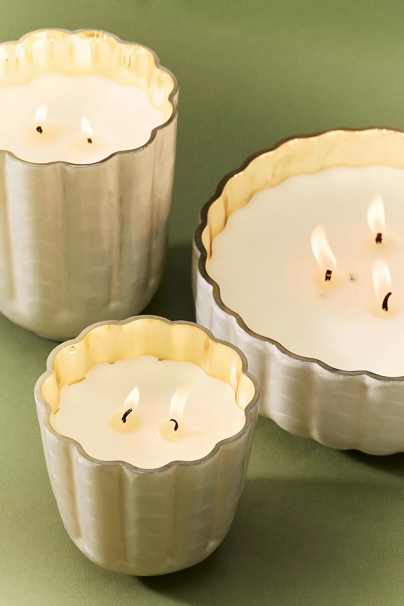 Capri Blue Volcano Scalloped Capiz Glass Candle | Anthropologie (US)
