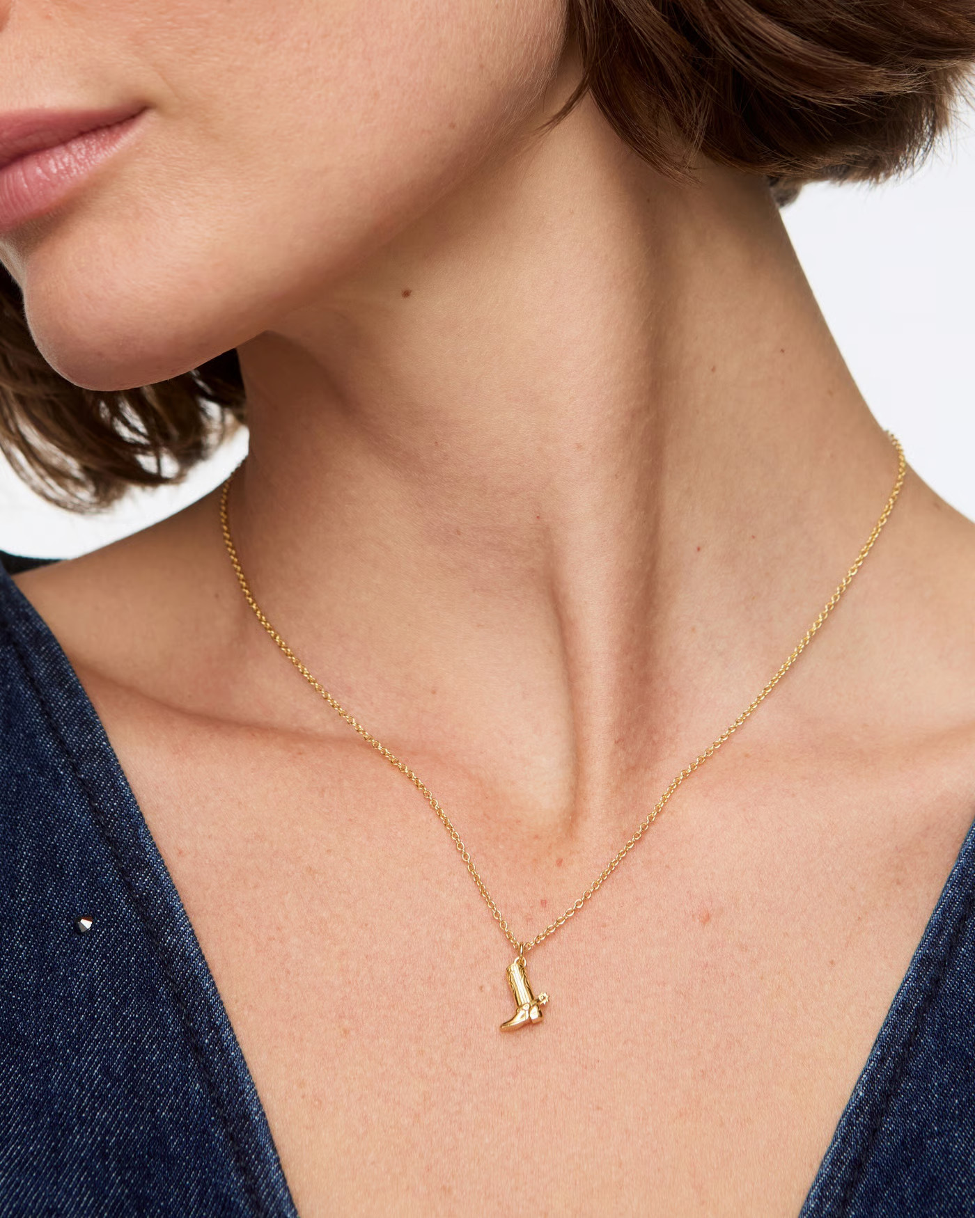 Cowboy Boot Charm Gold Plated Pendant Necklace | Oliver Bonas | Oliver Bonas (Global)