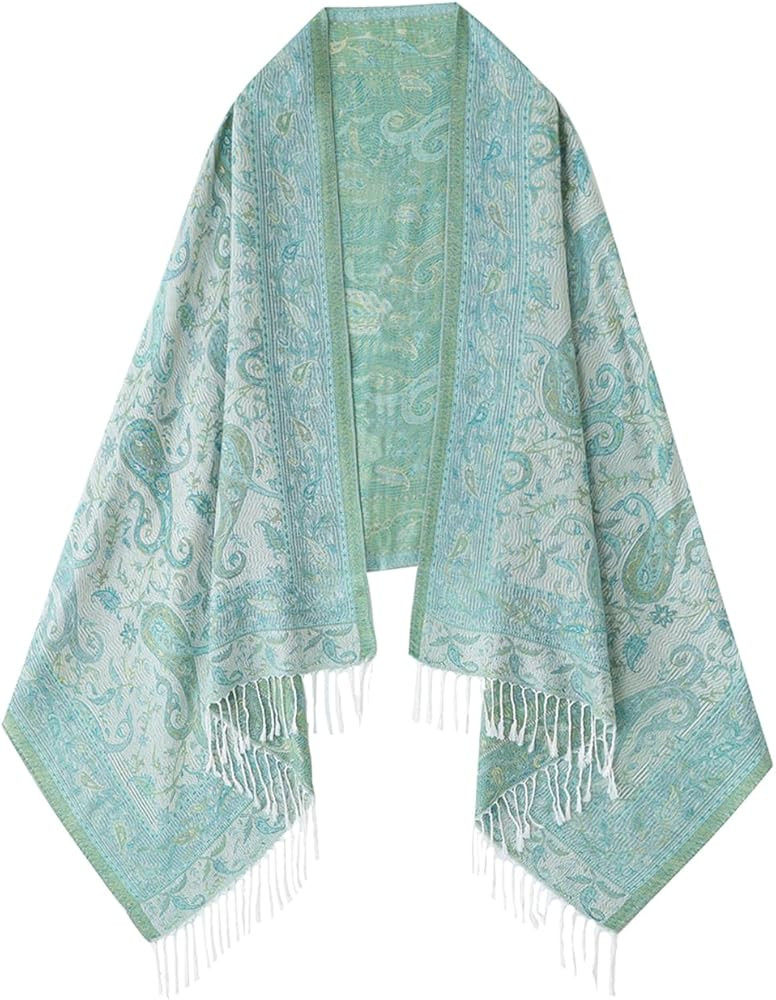 Umjetnost Womens Soft Silky Pashmina Rave Scarf Paisley Pattern Pashmina Shawl Wrap with Fringes | Amazon (US)