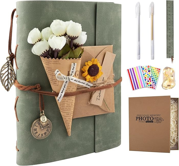 Scrapbook Photo Album 100 Pages, 60 Pages Self Adhesive+40 Pages Kraft Paper DIY Photo Book for 2... | Amazon (US)