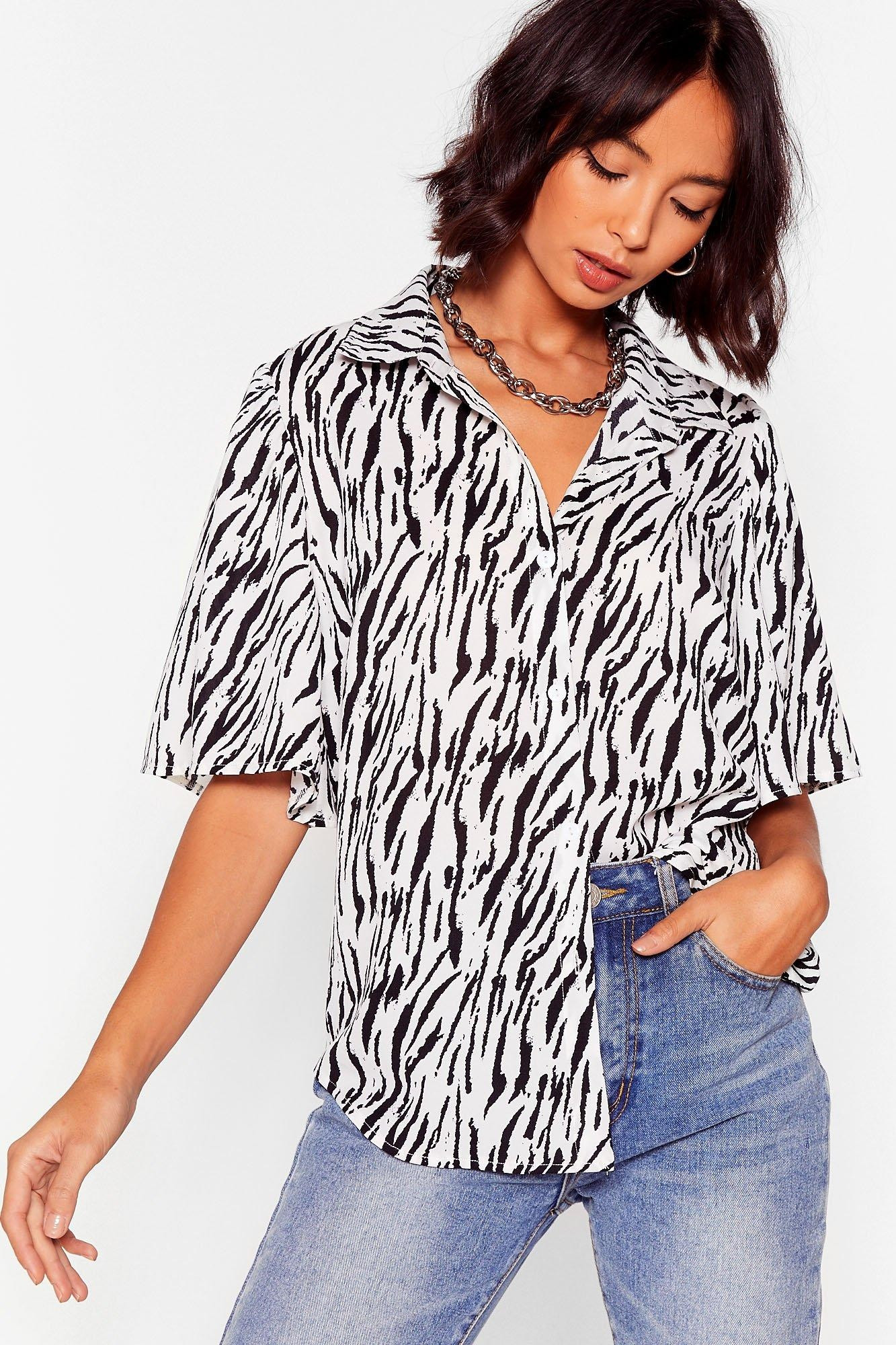 Zebra Baggy Button Up Shirt | Nasty Gal (US)