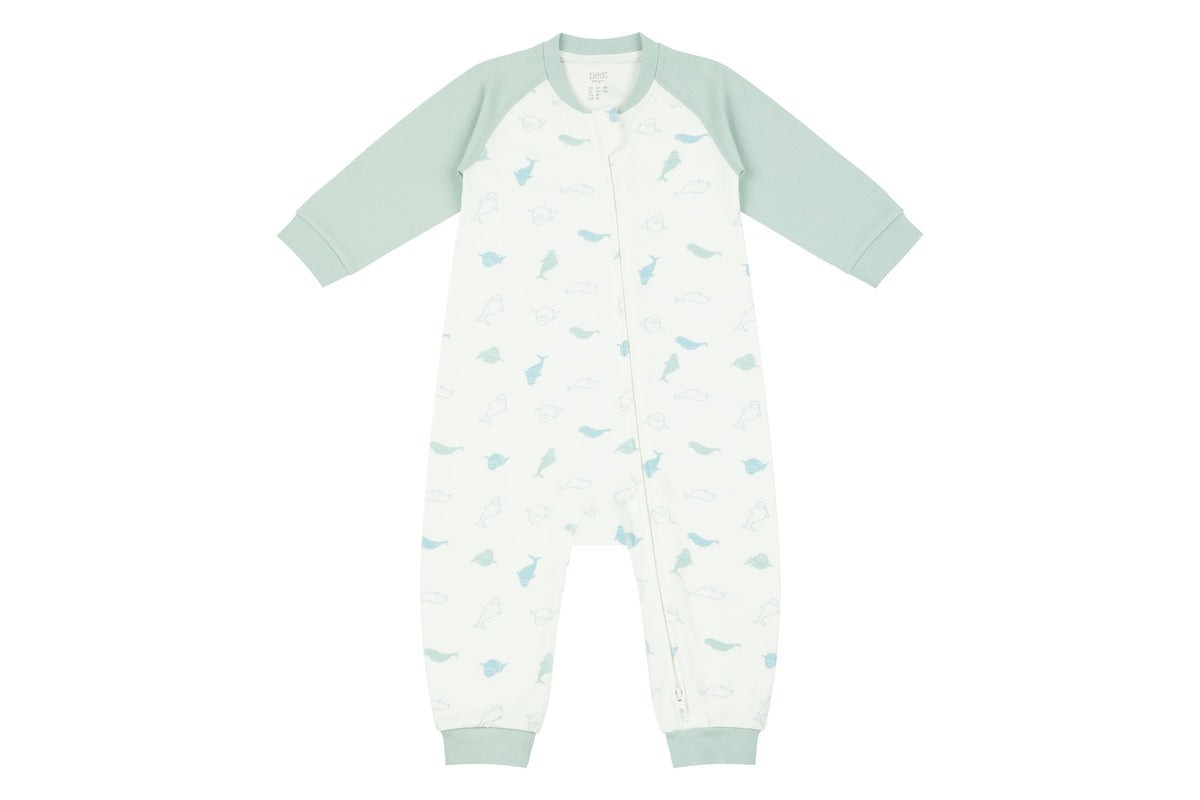 Organic Cotton One-Piece Zip Footless Sleeper - Baby Beluga | Nest Designs