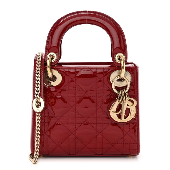 Patent Cannage Mini Lady Dior Red | FASHIONPHILE (US)