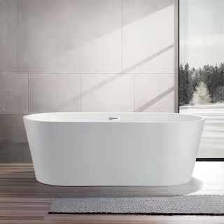 Bordeaux 59 in. Acrylic Flatbottom Freestanding Bathtub in White | The Home Depot