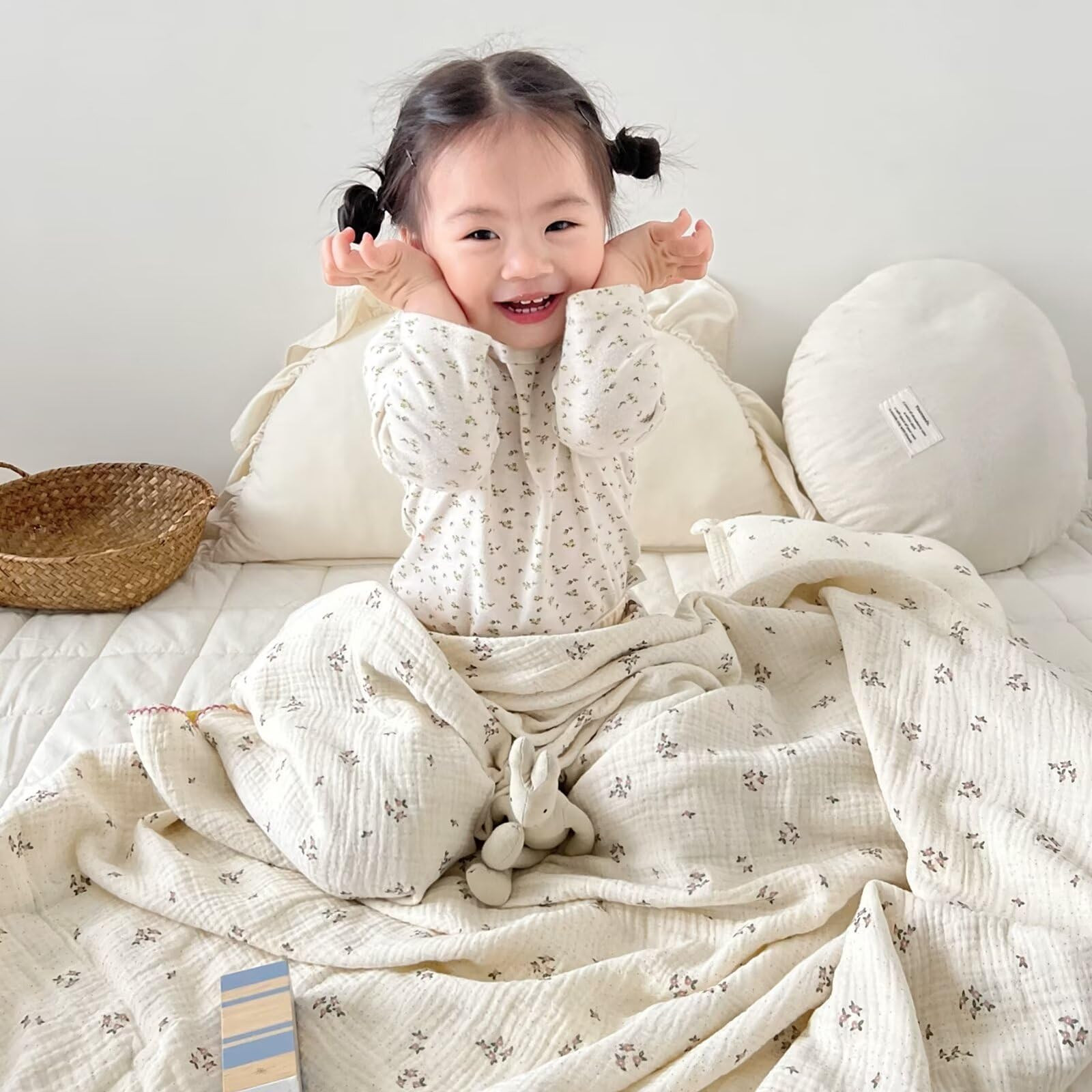 BuLuTu Large Toddler Blanket for Girls Boys Muslin Lightweight Baby Quilt for Crib, Soft Breathab... | Amazon (US)