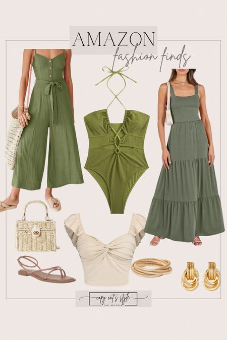 Amazon Fashion Finds, green crush, olive green, swim, jumpsuit, dress

#LTKFindsUnder50 #LTKStyleTip #LTKOver40
