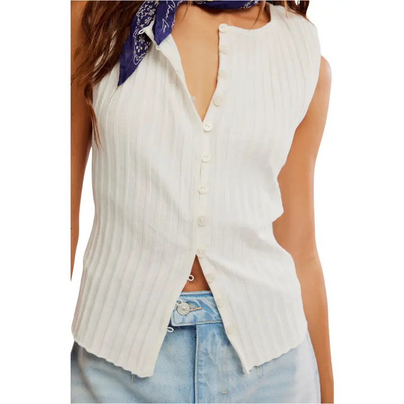 Free People Tilly Rib Button-Up Top in Black at Nordstrom, Size X-Small | Nordstrom