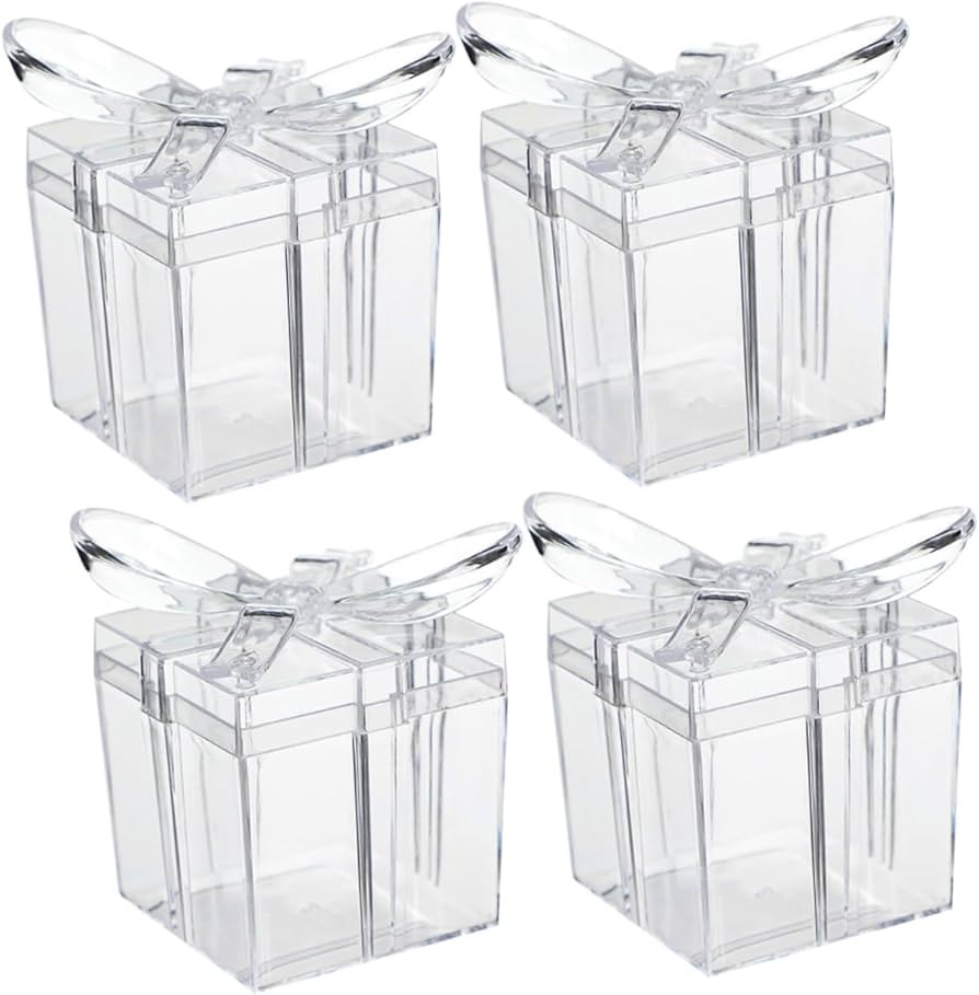 minkissy 4pcs Transparent Candy Storage Box Bow for Wedding Favors for Packaging for Candy Cookie... | Amazon (US)
