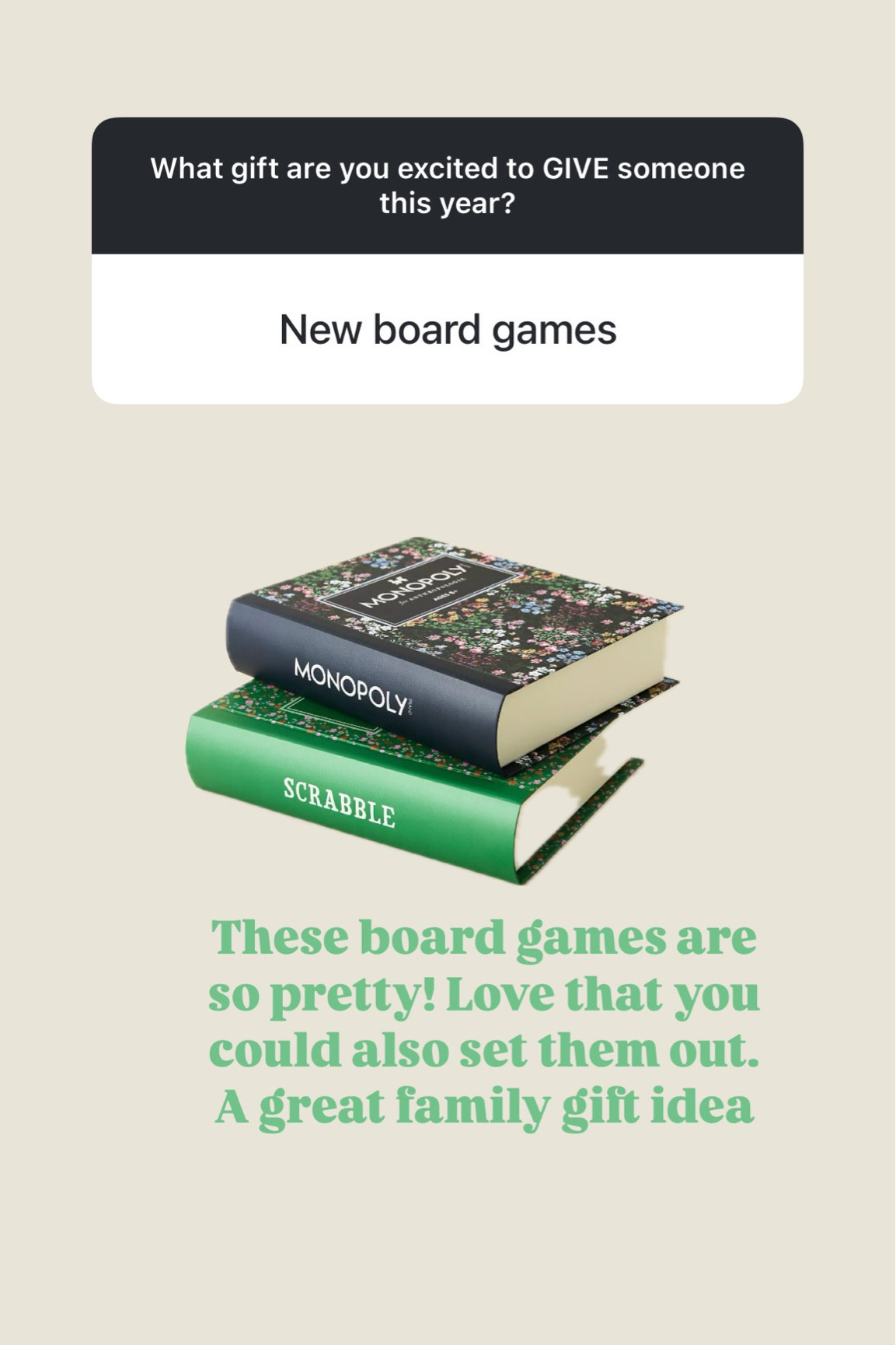 The prettiest board games! Such a thoughtful gift idea for anyone who loves games! 


Loverly grey, gift ideas, gifts for her, games, board games, family gifts 

#LTKGiftGuide #LTKSeasonal #LTKHoliday