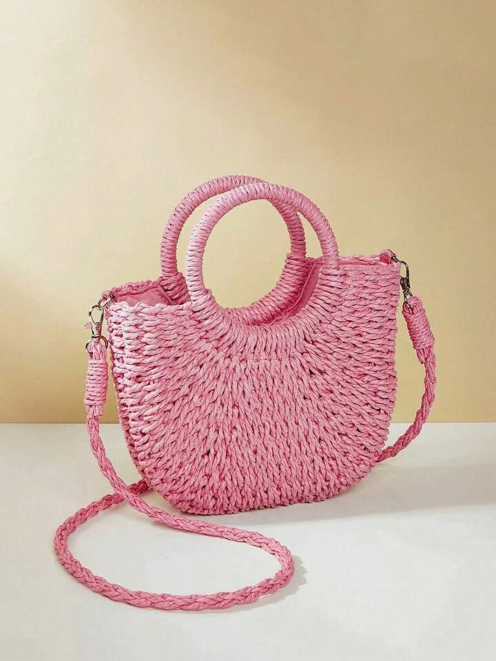 Pink Raffia Tote  | SHEIN