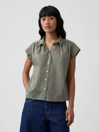 Collared Cap-Sleeve Shirt | Gap Factory