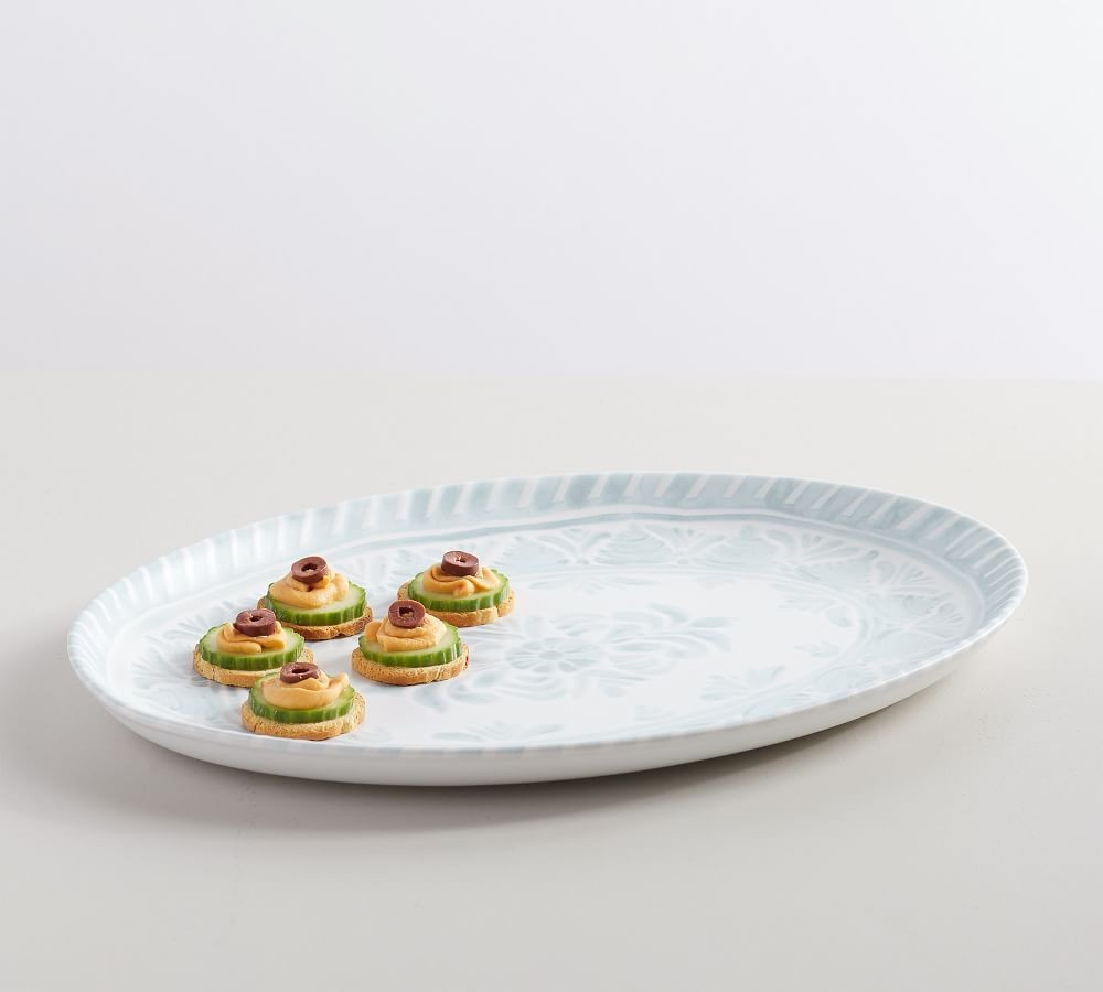 Chambray Tile Stoneware Serving Platter | Pottery Barn (US)