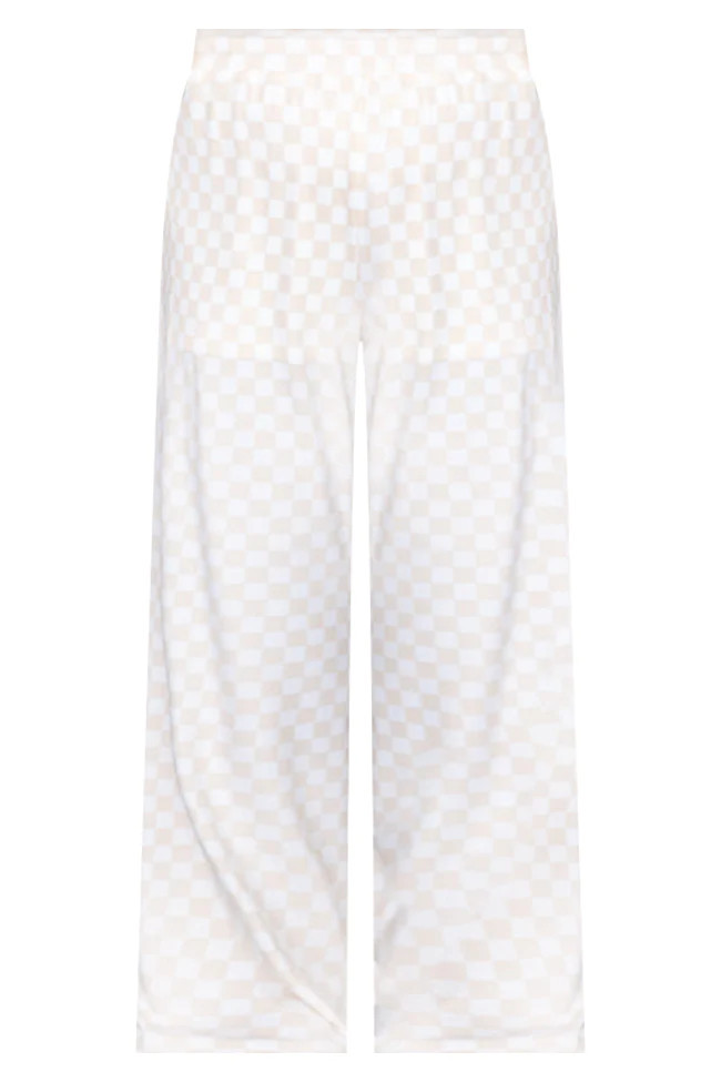 Checked Out Beige Checkered Lounge Pants | Pink Lily