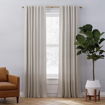 Belgian Flax Linen Graduated Stripe Curtain - Natural Flax/Espresso | West Elm (US)