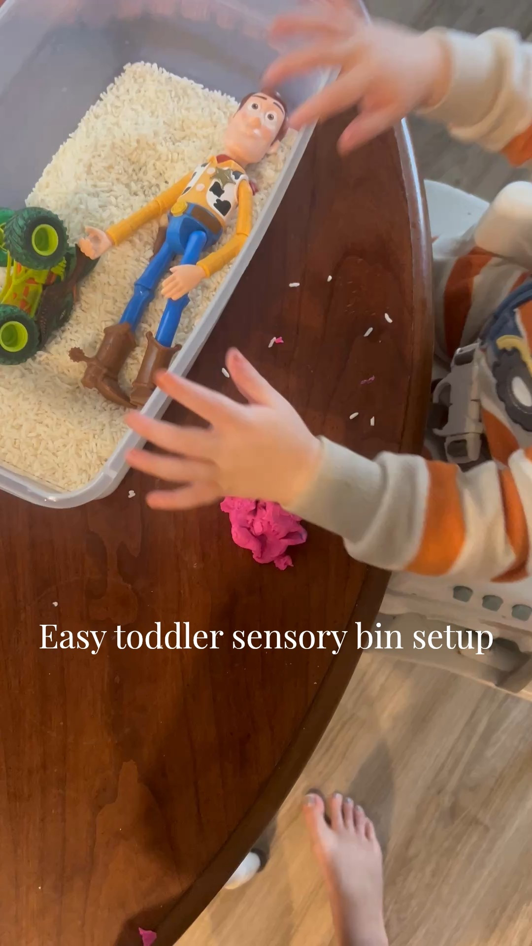 Easy toddler sensory bin setup ✅
Perfect for keeping little hands busy, encouraging imagination, and adding a calm rhythm to your day. My 19-month-old loved exploring rice, gluten-free play dough, Woody, and a monster truck!

Try this at home for a simple, low-prep way to spark creativity and sensory play.

#toddleractivities #sensoryplay #homemaderhythms #toddlerfun #playathome #toddlermomlife #LTKkids

#LTKmomlife #LTKKids #LTKmorningroutine
