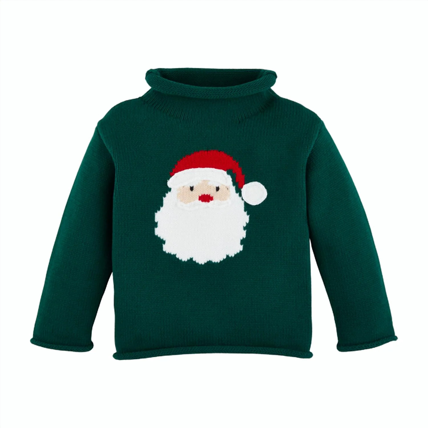 Kid's Santa Rollneck Sweater In Green | Shop Simon