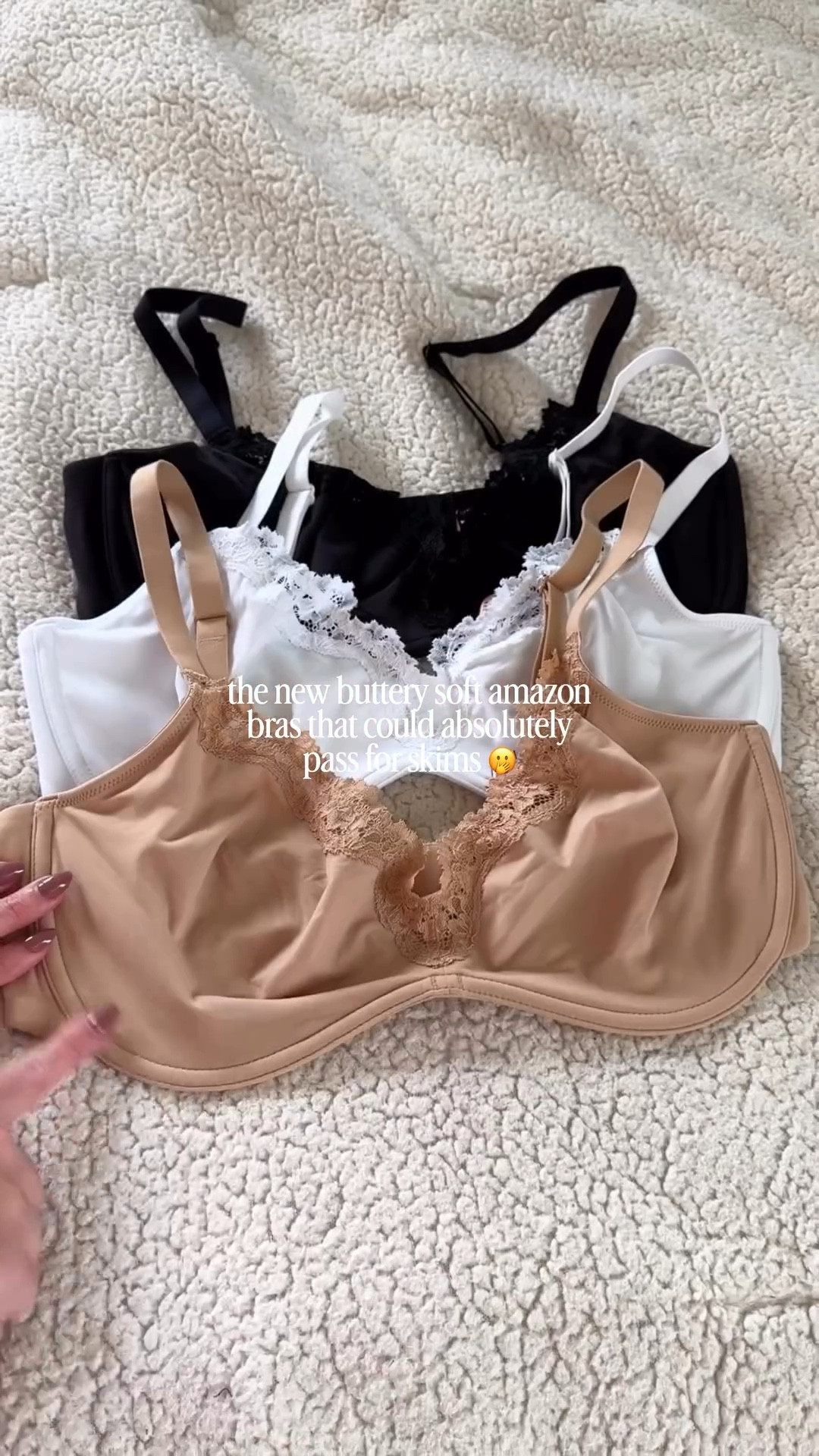 Buttery soft double lined scoop neck bras that could absolutely pass for skims 🫢 extremely comfortable and sooo flattering with the w shaped underwire and cute lace detail! Also linking the matching undies! 🩷✨🎉 

Follow @maciejade for more affordable fashion and looks for less! 🫶🏻 

scoop neck bra | amazon undergarments | skims bra | amazon must have | look for less | skims | lace bra

#LTKFindsUnder50 #LTKFindsUnder100 #LTKStyleTip