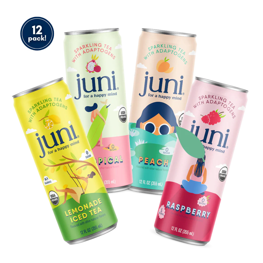 Juni Sparkling Adaptogen Drinks | Variety Pack | 12-Pack | Drink Juni