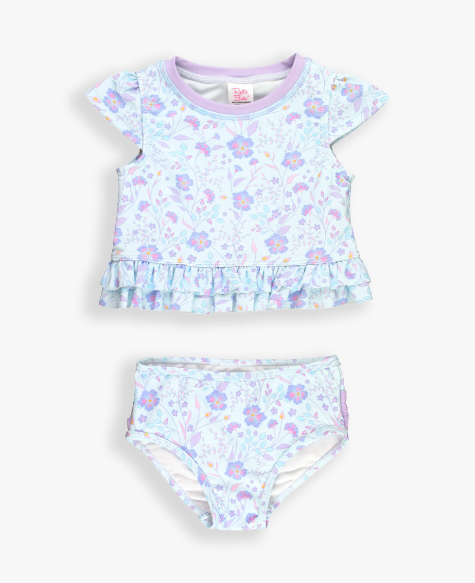 Cap Sleeve Ruffle Hem Bikini 2-Piece | RuffleButts / RuggedButts