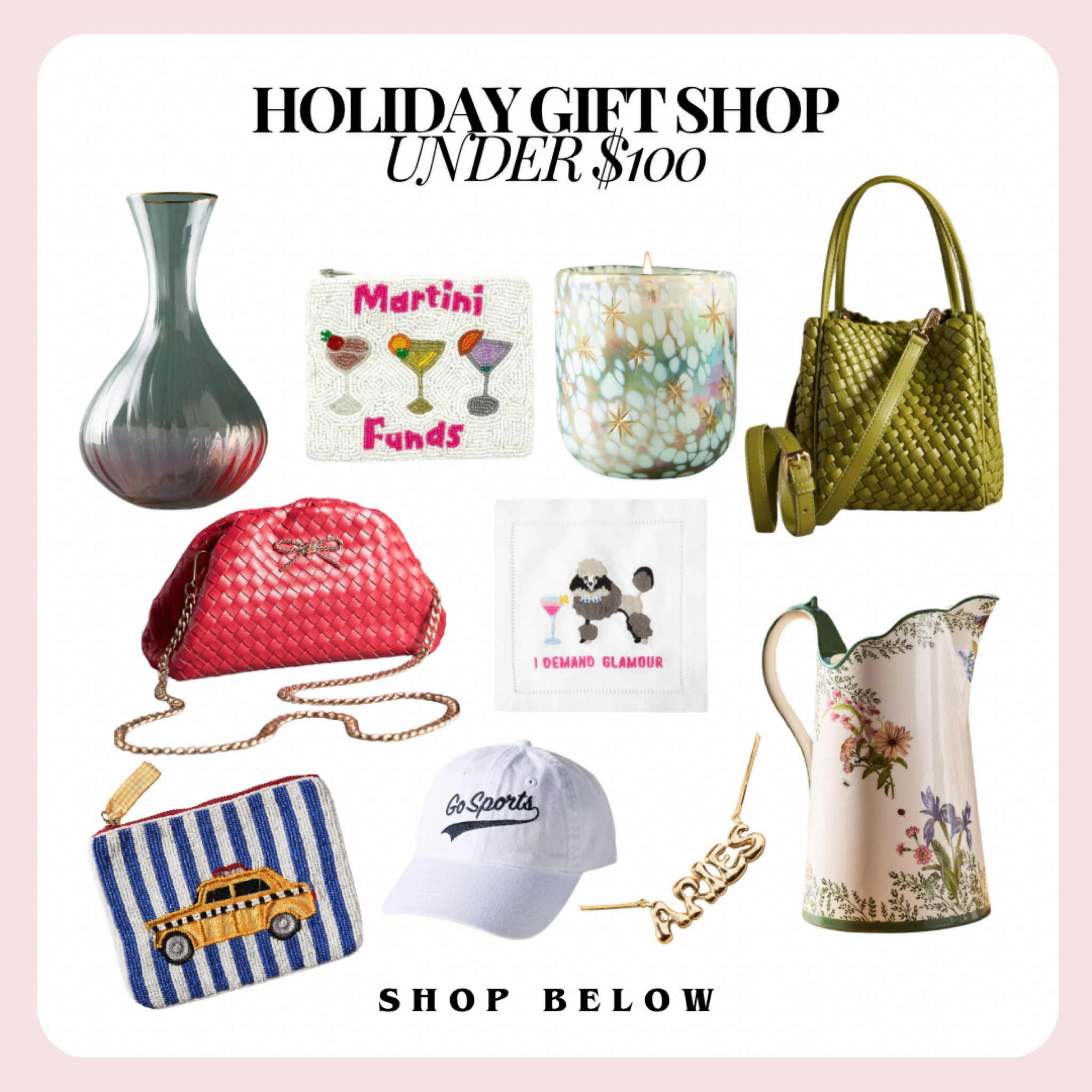 Gift guide, gift shop, gifts under 100, gifts for her, gifts for a friend, white elephant, secret Santa, stocking stuffer, purses, gifts for mom, bottega dupe, astrology, candles, gifts, coin purses, New York City, work bags, affordable gifts

#LTKHoliday #LTKGiftGuide #LTKCyberWeek