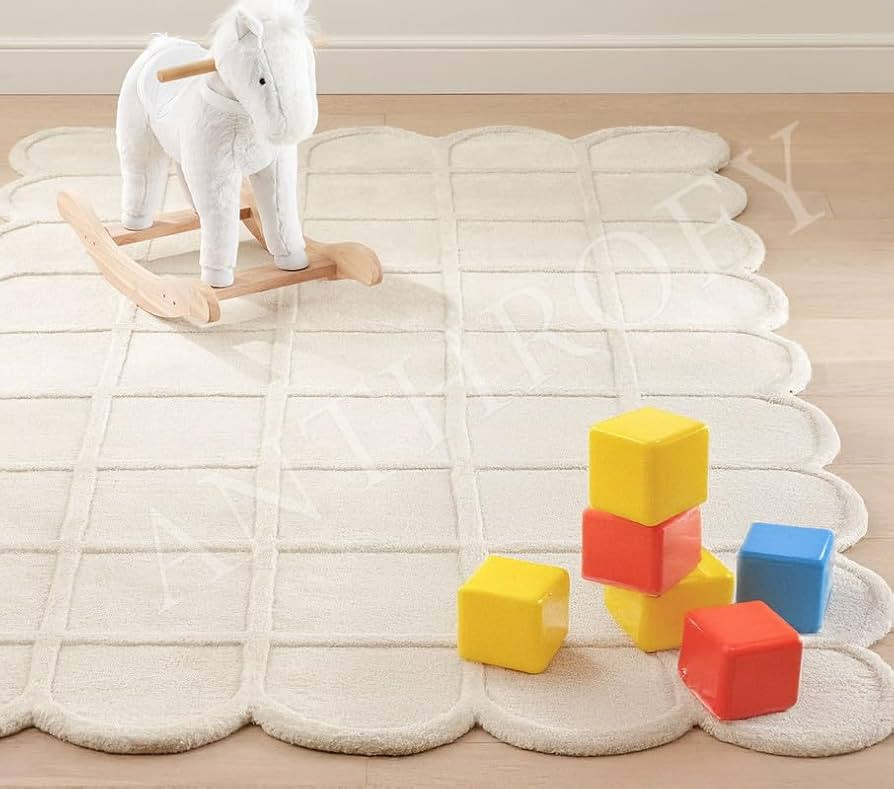 Selena Scallop Area Rug - 8’ x 10' – Handmade Wool Area Rugs – Beige – Rugs for Living Ro... | Amazon (US)