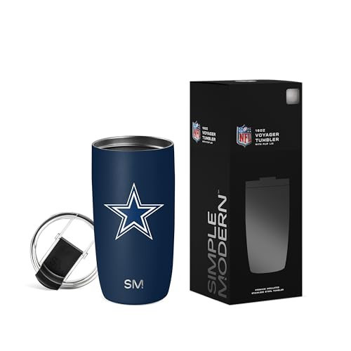 Simple Modern Officially Licensed NFL Dallas Cowboys 16oz Travel Coffee Tumbler with Flip Lid | Stainless Steel Cup | Football Gifts for Men, Women | Voyager Collection | Dallas Cowboys | Amazon (US)