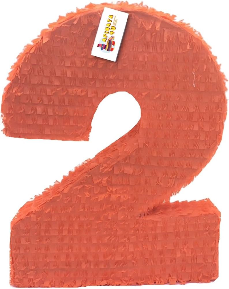 APINATA4U 20" Tall Solid Orange Number Two Pi\u00f1ata Second Birthday Orange Color Birthday Part... | Amazon (US)