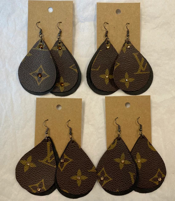 Handmade Upcycled Louis Vuitton Tear Drop Hoop Earrings, Gifts, Birthday, Graduation, Fashion | Etsy (US)