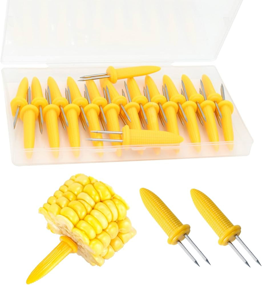24 Pack Stainless Steel Corn Holders - Corn on the Grill & Cob Skewers for Home & BBQ Cooking | Amazon (US)