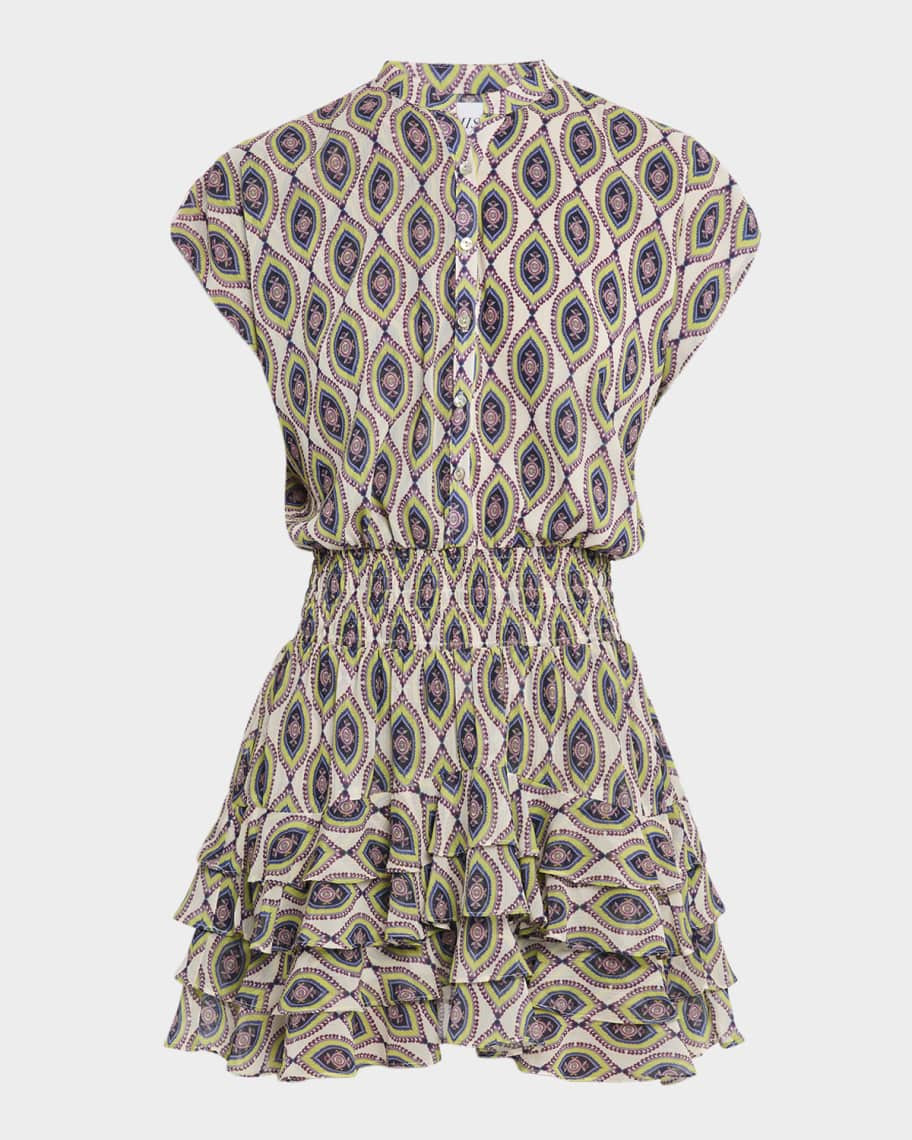 MISA Los Angeles Evie Mosaic Eye Chiffon Mini Dress | Neiman Marcus