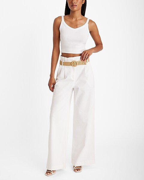 Stylist Super High Waisted Belted Paperbag Wide Leg Pant | Express
