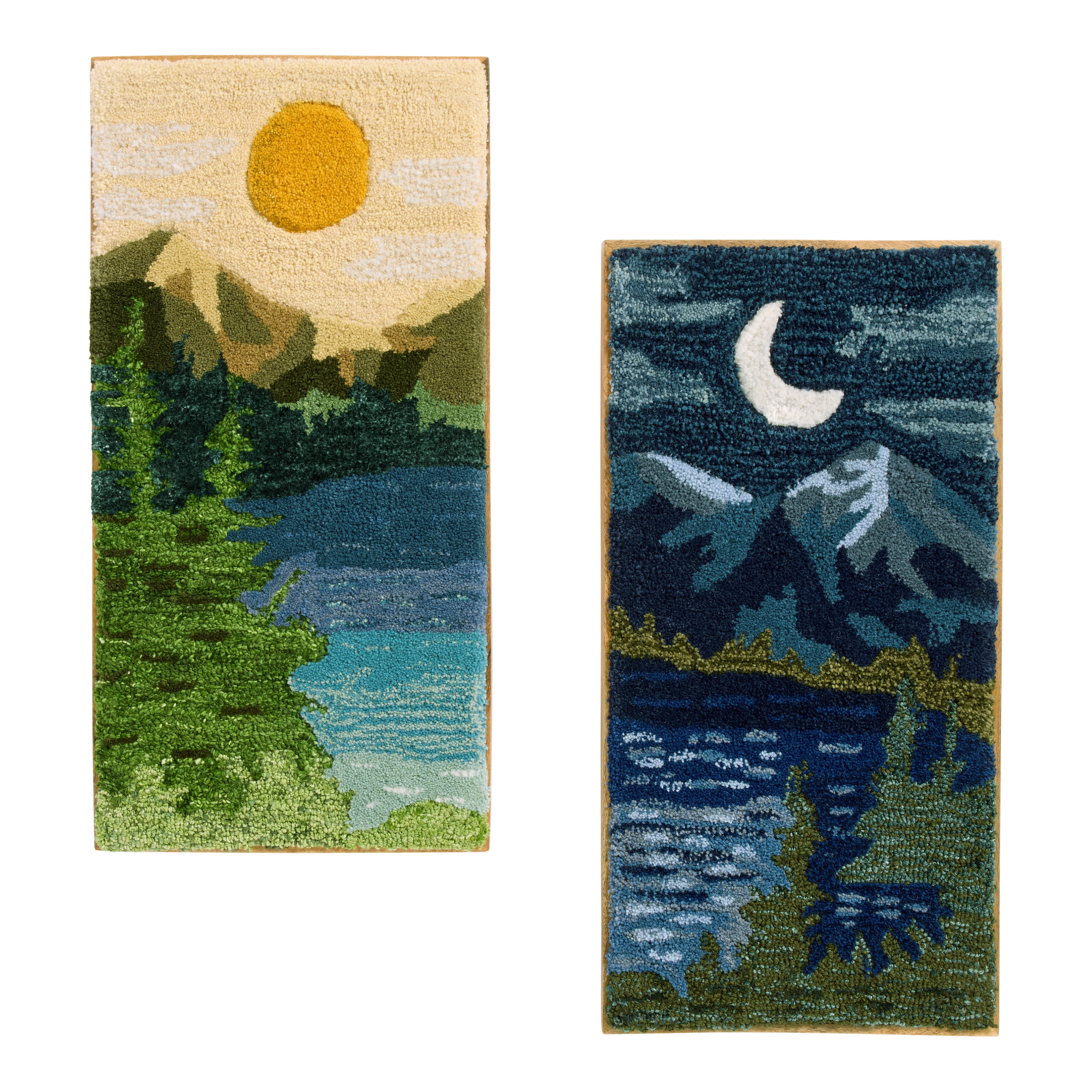 Day and Night Lake Textile Framed Wall Art 2 Piece | World Market