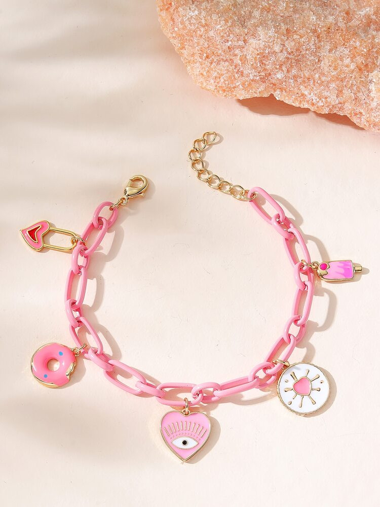 Heart & Donut Charm Bracelet | SHEIN