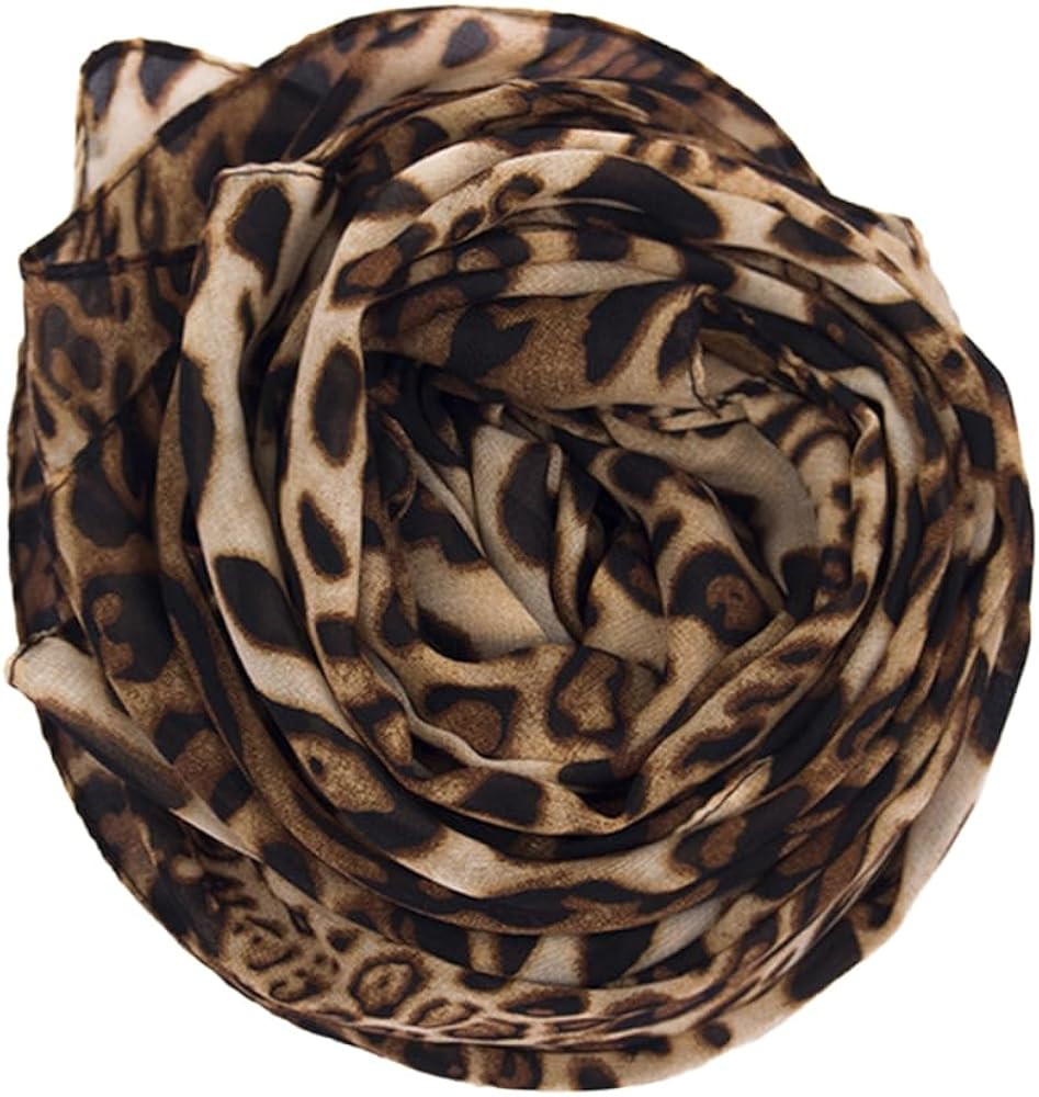 Women Silky Leopard Print Scarf - Print Florals Shawl Long Lightweight Sunscreen Scarf for Travel | Amazon (US)