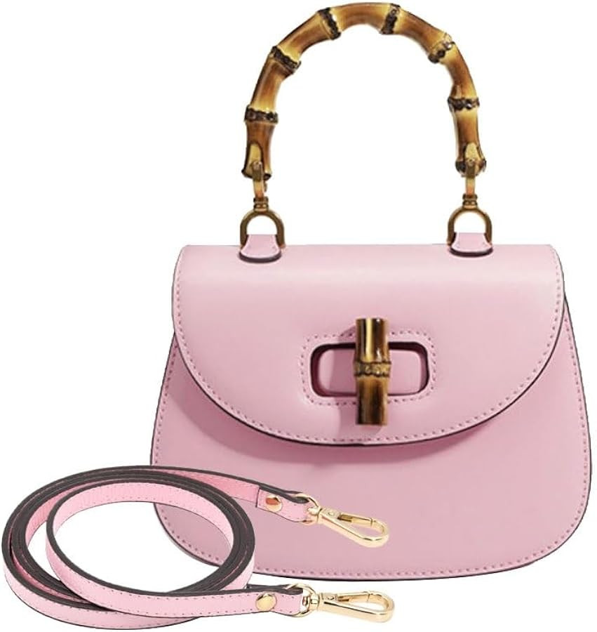 Women Genuine Leather Tote Handbags\uff0cBamboo Top Handle Satchel Crossbody Bag with Adjustable ... | Amazon (US)