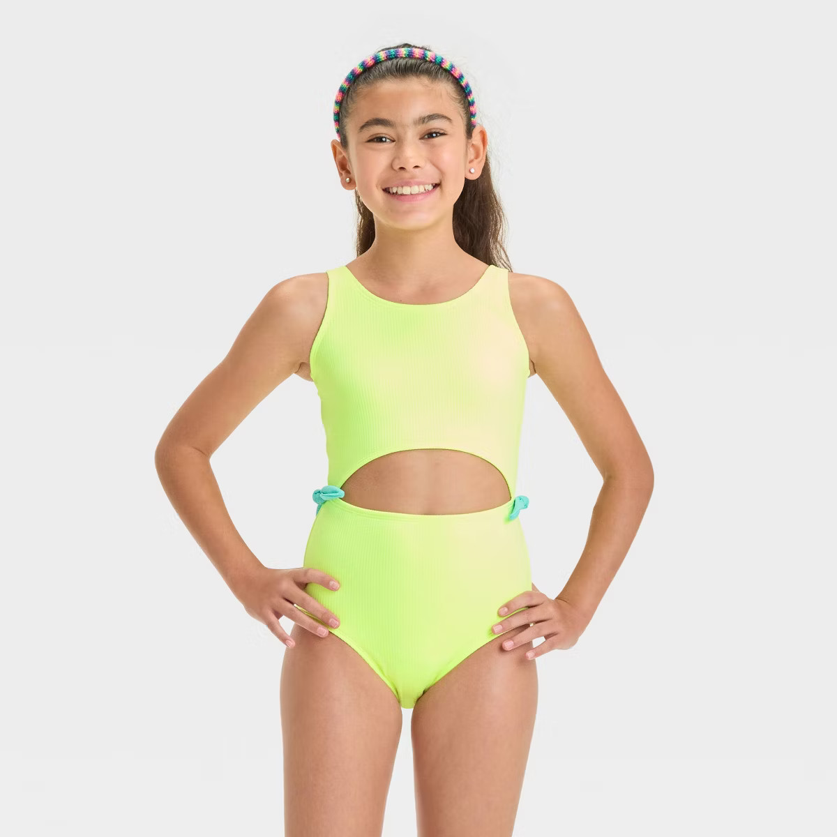 Girls' Solid One Piece Swimsuit - Cat & Jack™ Pink | Target