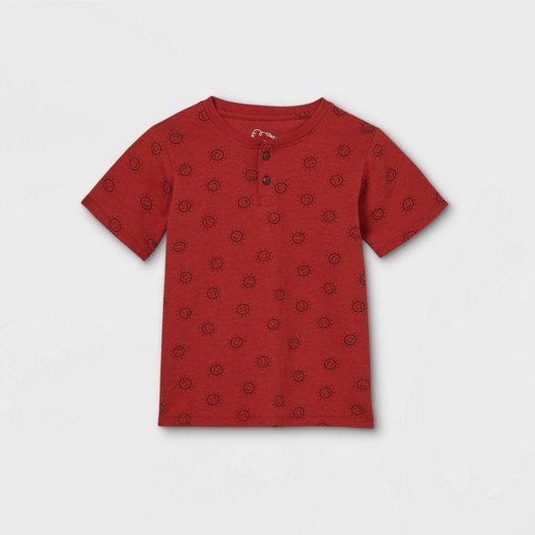 Toddler Boys' Sun Short Sleeve Henley Shirt - art class™ Red | Target