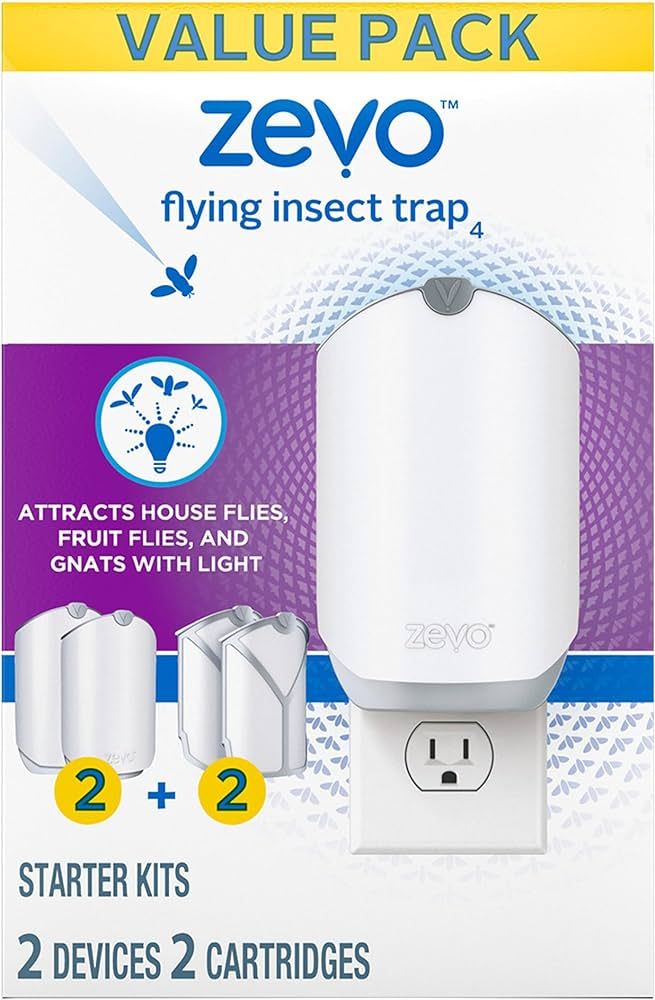 Zevo Flying Insect Trap, Fly Trap, Fruit Fly Trap (2 Plug-in Bases + 2 Refill Cartridges) | Amazon (US)