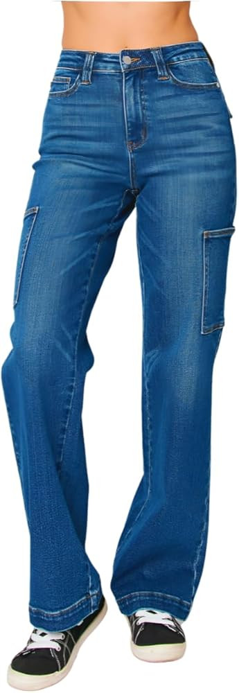Judy Blue High Rise Straight Cargo Jeans | Amazon (US)