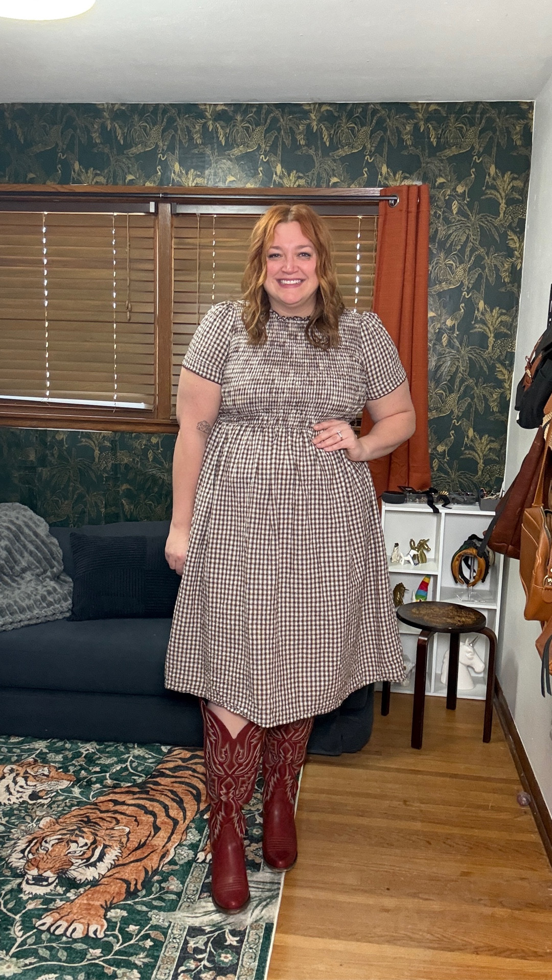 Cosplaying a tradwife in the perfect spring or summer plaid dresss
XL dress as a US 18 (meant for a size 16)
Boots TTS & wife calf able

#LTKMidsize #LTKootd #LTKPlusSize