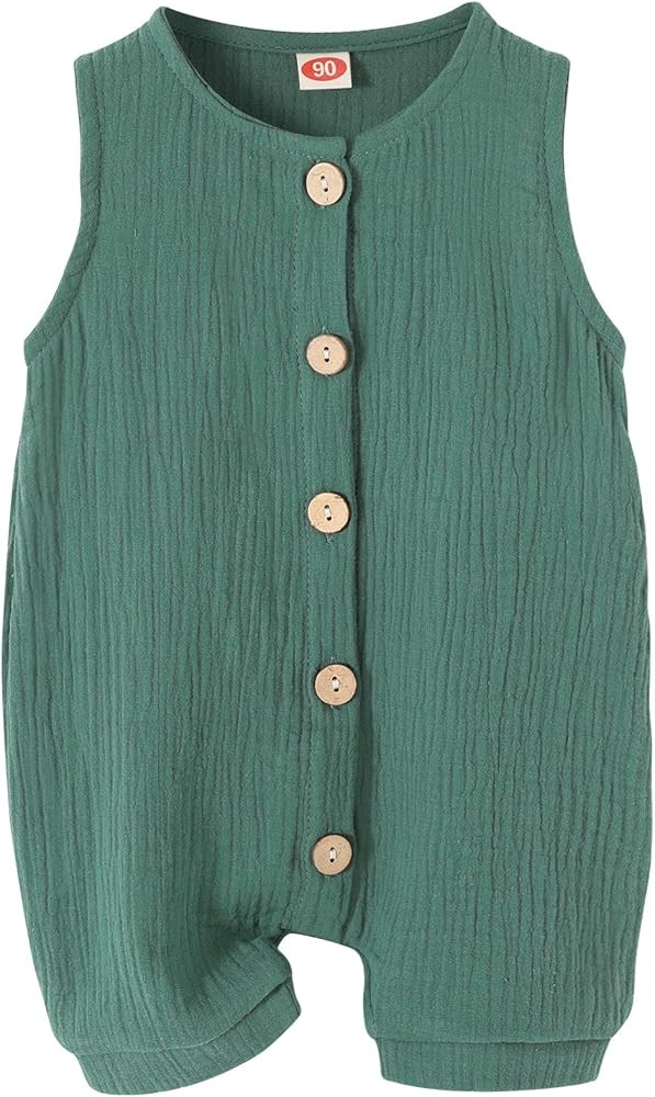 Infant Newborn Baby Boys Girls Cotton Linen Romper Summer Jumpsuit Sleeveless Overalls Clothing S... | Amazon (US)