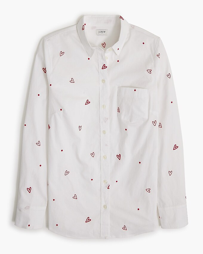 Embroidered hearts button-up shirt in signature fit | J.Crew Factory