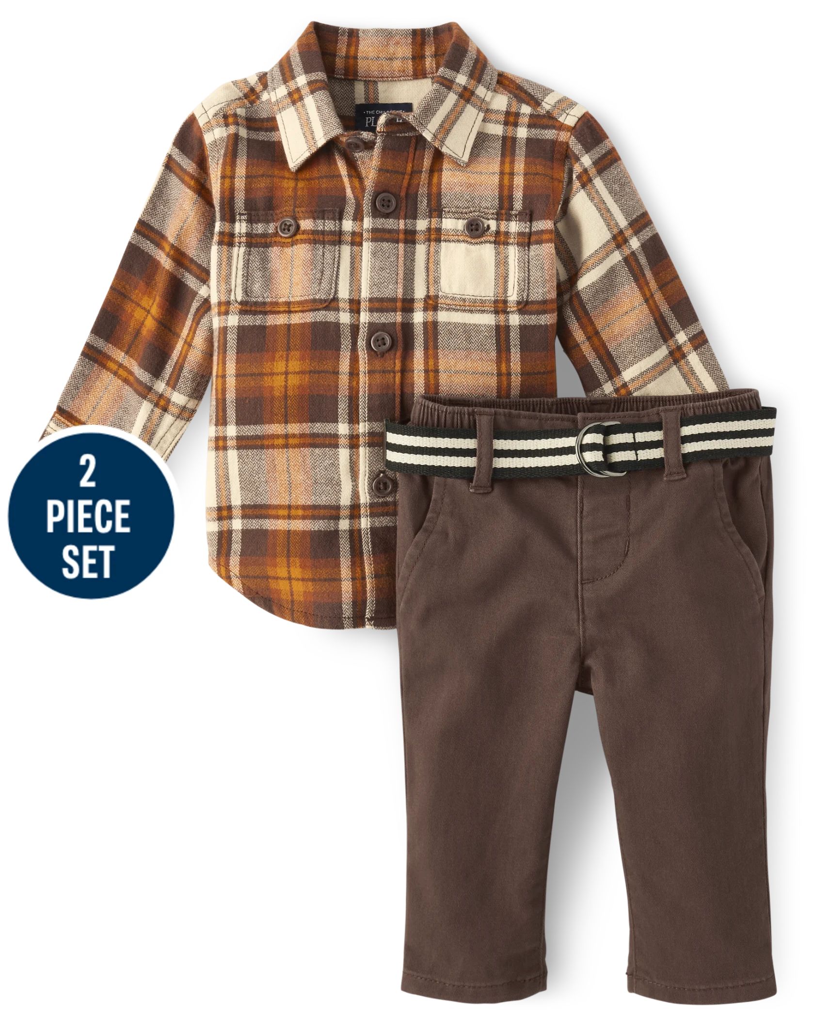 Baby Boys Matching Family Plaid 2-Piece Outfit Set - hay stack | The Children's Place