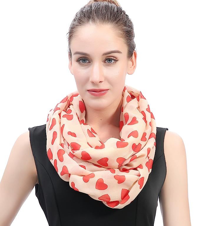 Lina & Lily Hearts Print Women's Infinity Scarf Valentine's Mother's Day Gift Ideas | Amazon (US)