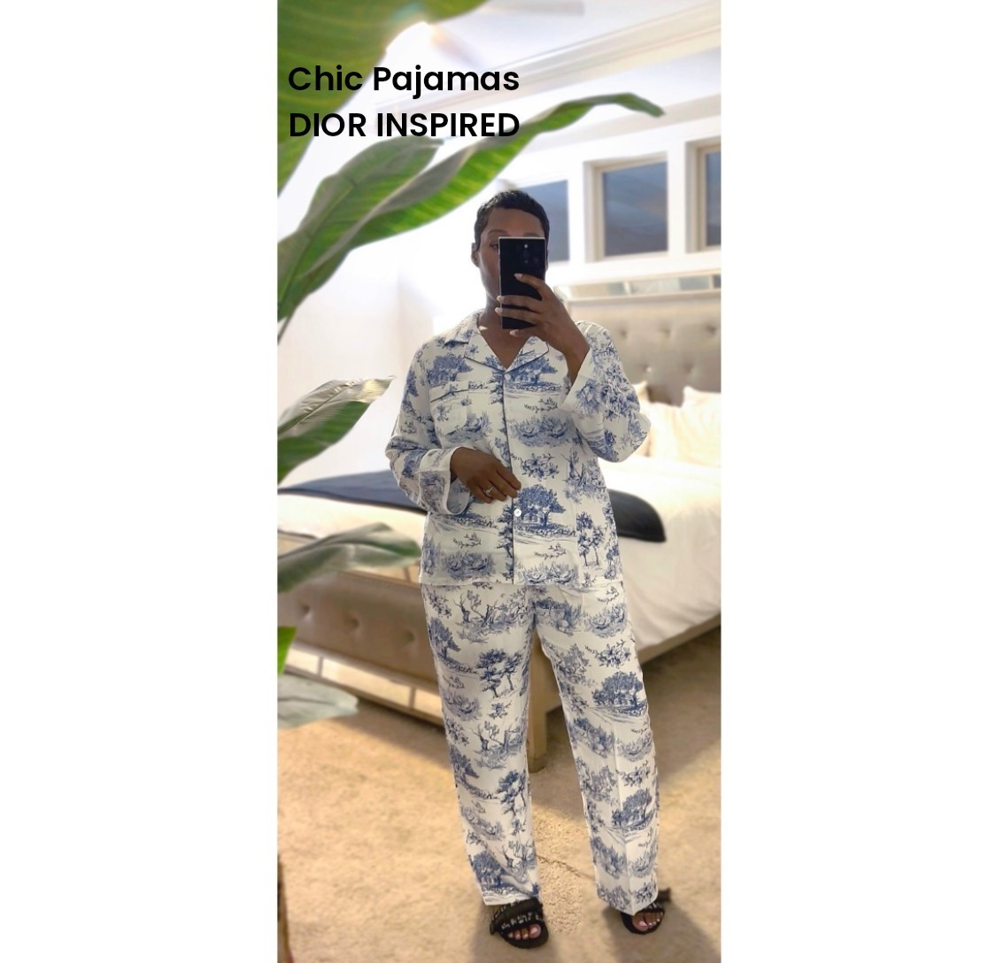 Dior inspired pajama set. It’s finally here ! 🥰. Wearing a Size medium. No stretch. 100 percent lyocell ! Holds up well in the washing machine  

#LTKHome #LTKSaleAlert #LTKStyleTip
